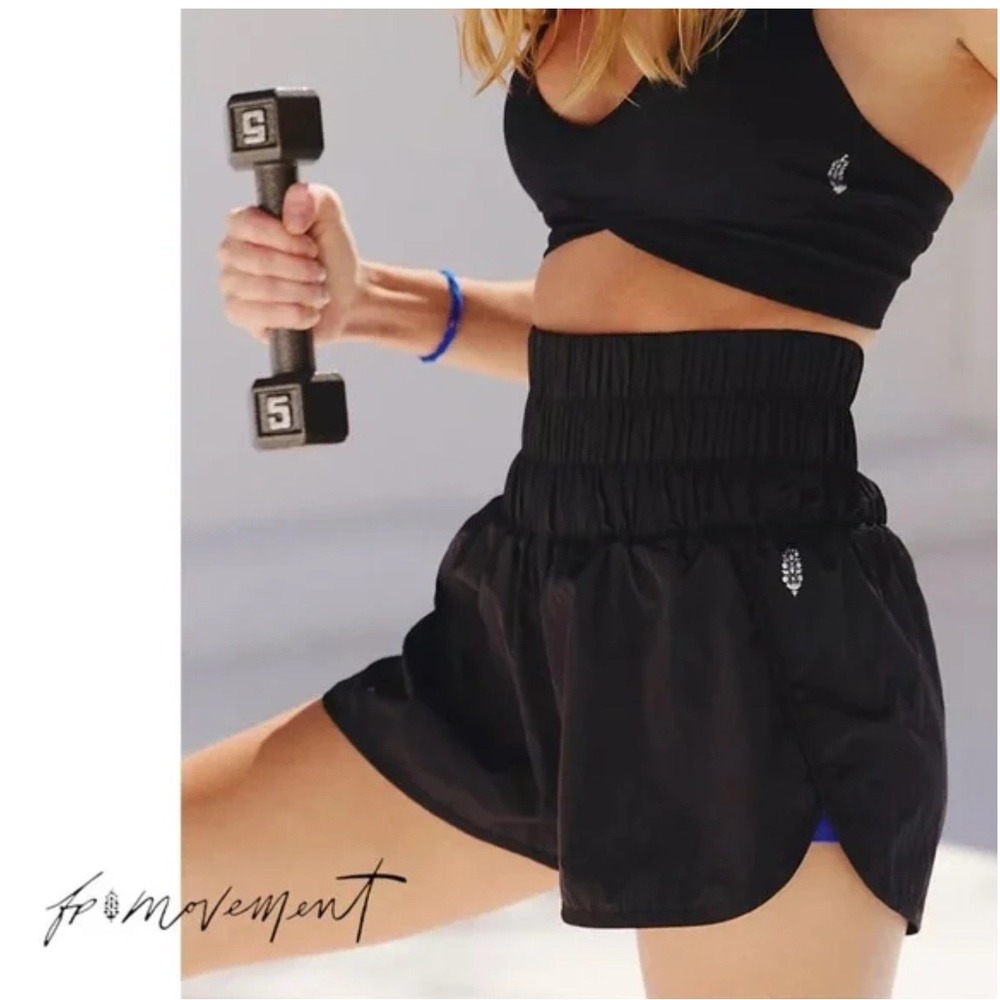 Free People Movement Medium The Way Home Black High Waisted Athletic Shorts